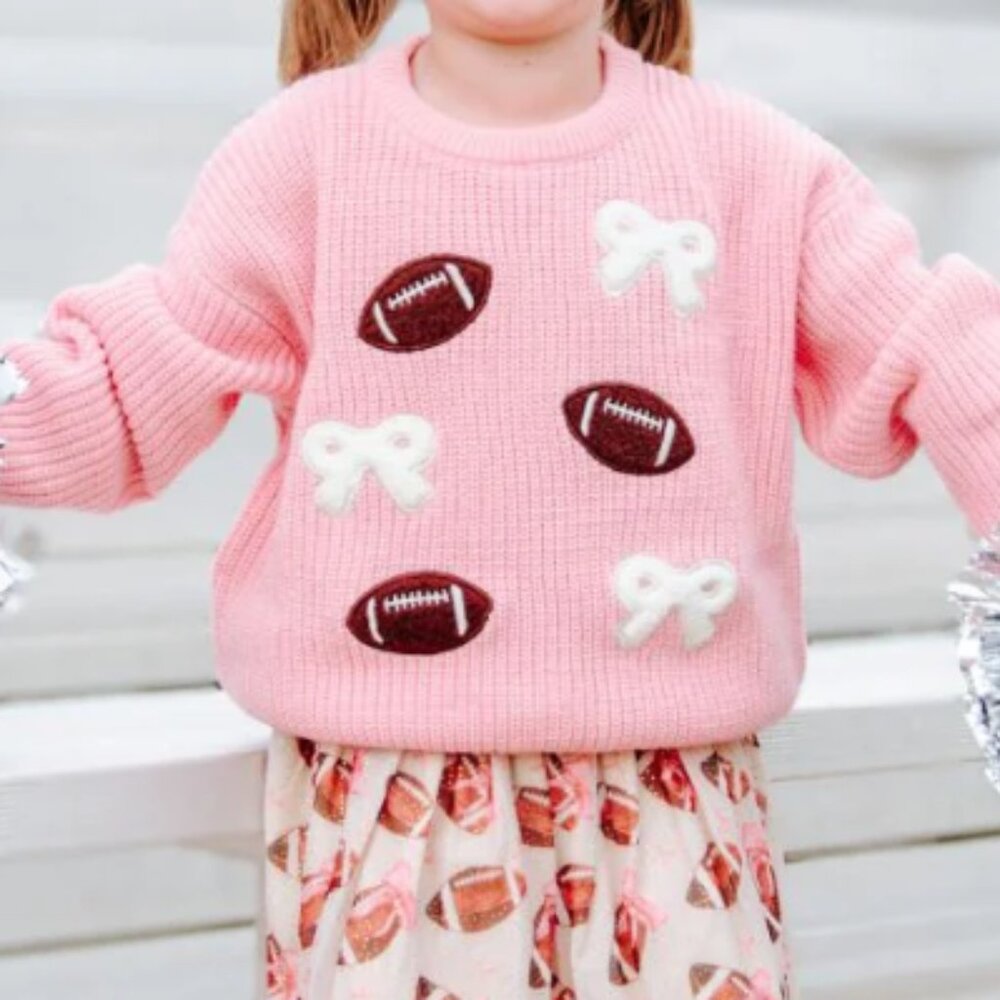 NWT Sweet Wink Toddler Football and Bows Sweater, Size 5/6